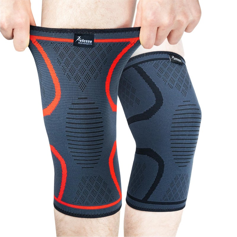 Actesso Elastic Knee Support - Lightweight Breathable Compression Knee Sleeve for Joint Pain, Arthritis, Injury Recovery, Sports, Running, Fitness, Left & Right, Men & Women (Red, M (Pack of 1))